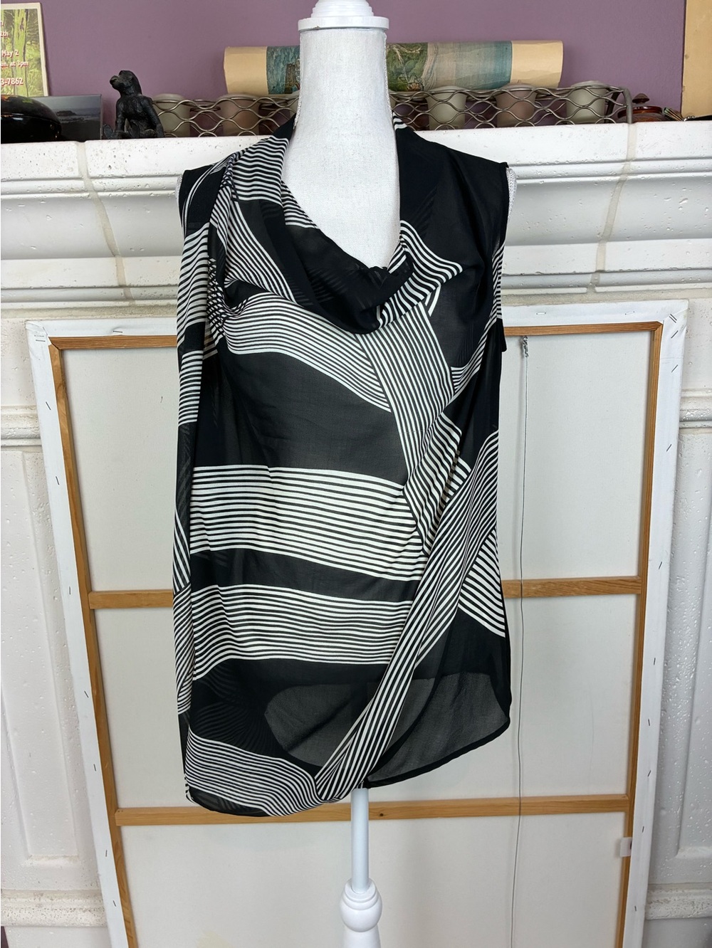 Ronen Chen Sculptural Origami Sleeveless Wrap & Draped Blouse